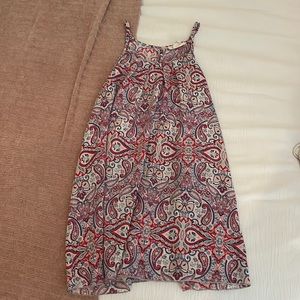 white blue and red flowy top